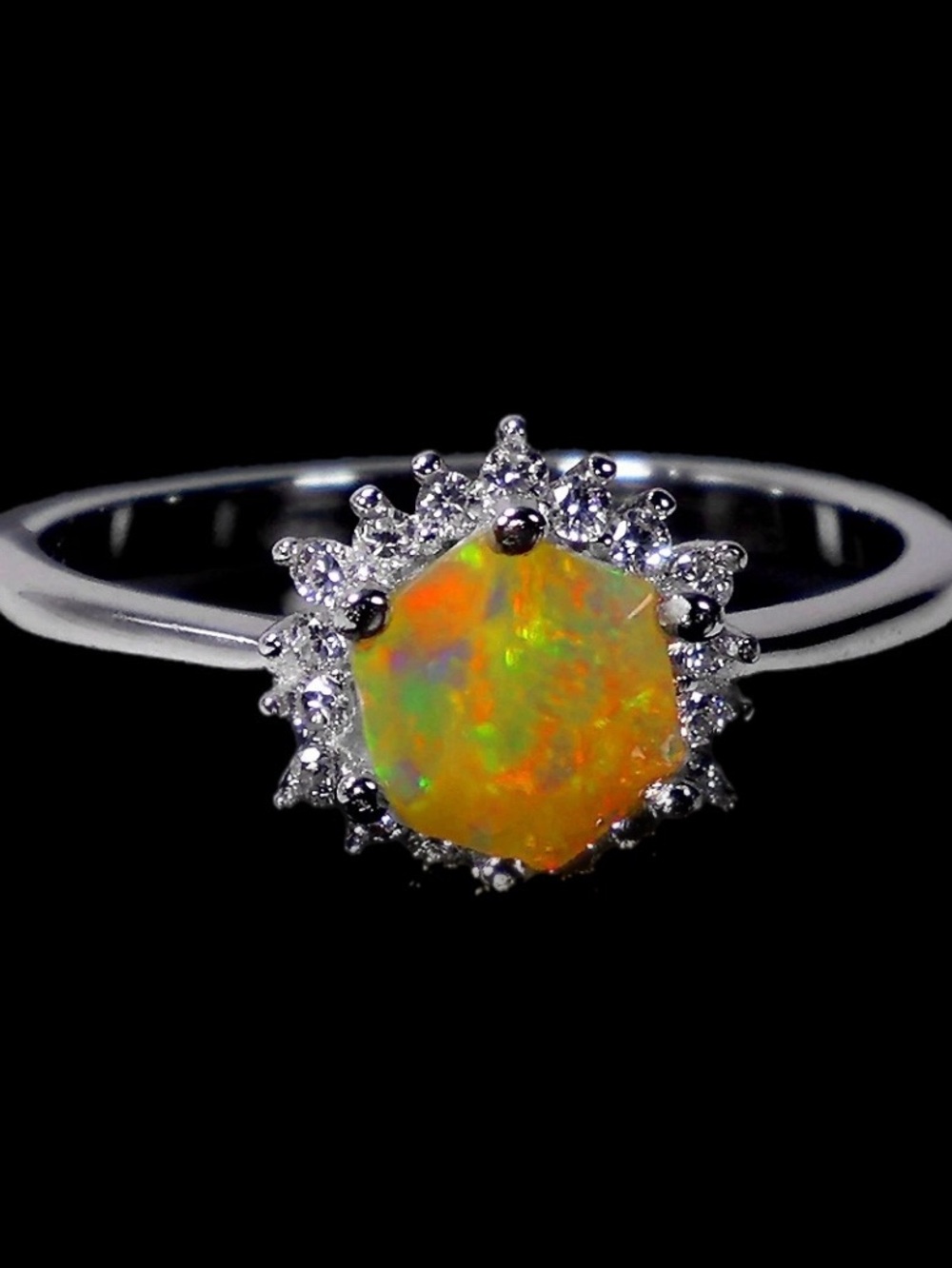 Genuine Natural Fiery Opal Ring